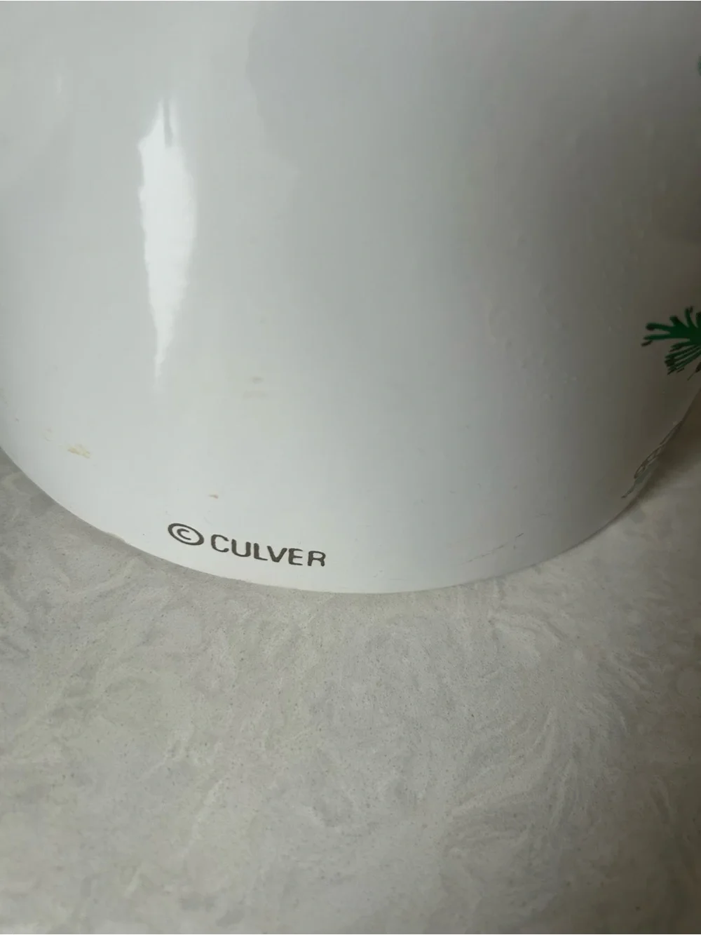 White Ice Bucket with Green Christmas Tree Holiday Design